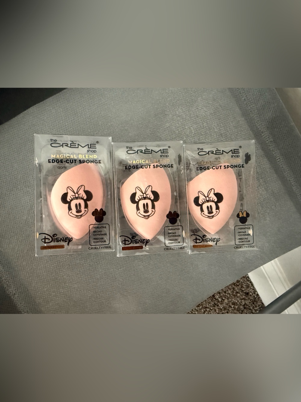 The Crème Shop x Disney Minnie Mouse Pink Edge-Cut Makeup Sponge Trio